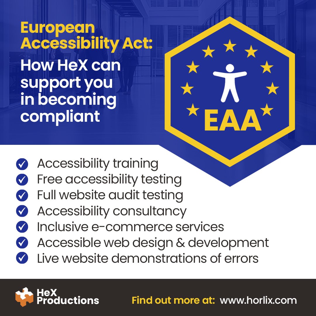 Don't panic if you've missed the news about the #EuropeanAccessibilityAct, which requires businesses who trade within the EU to be accessible by 28 June. There's still time to start your journey to becoming inclusive: zurl.co/09g2B

#A11y #Accessibility #EAA #EU #Law