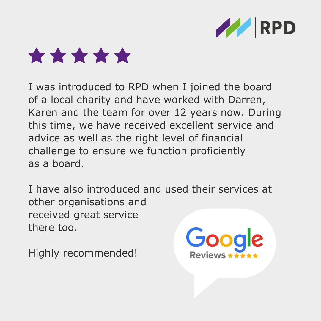 "I’ve since introduced RPD to other organisations and experienced the same high standard of service every time. Highly recommended!"

Thank you for the kind words!

#ClientFeedback #CharityFinance