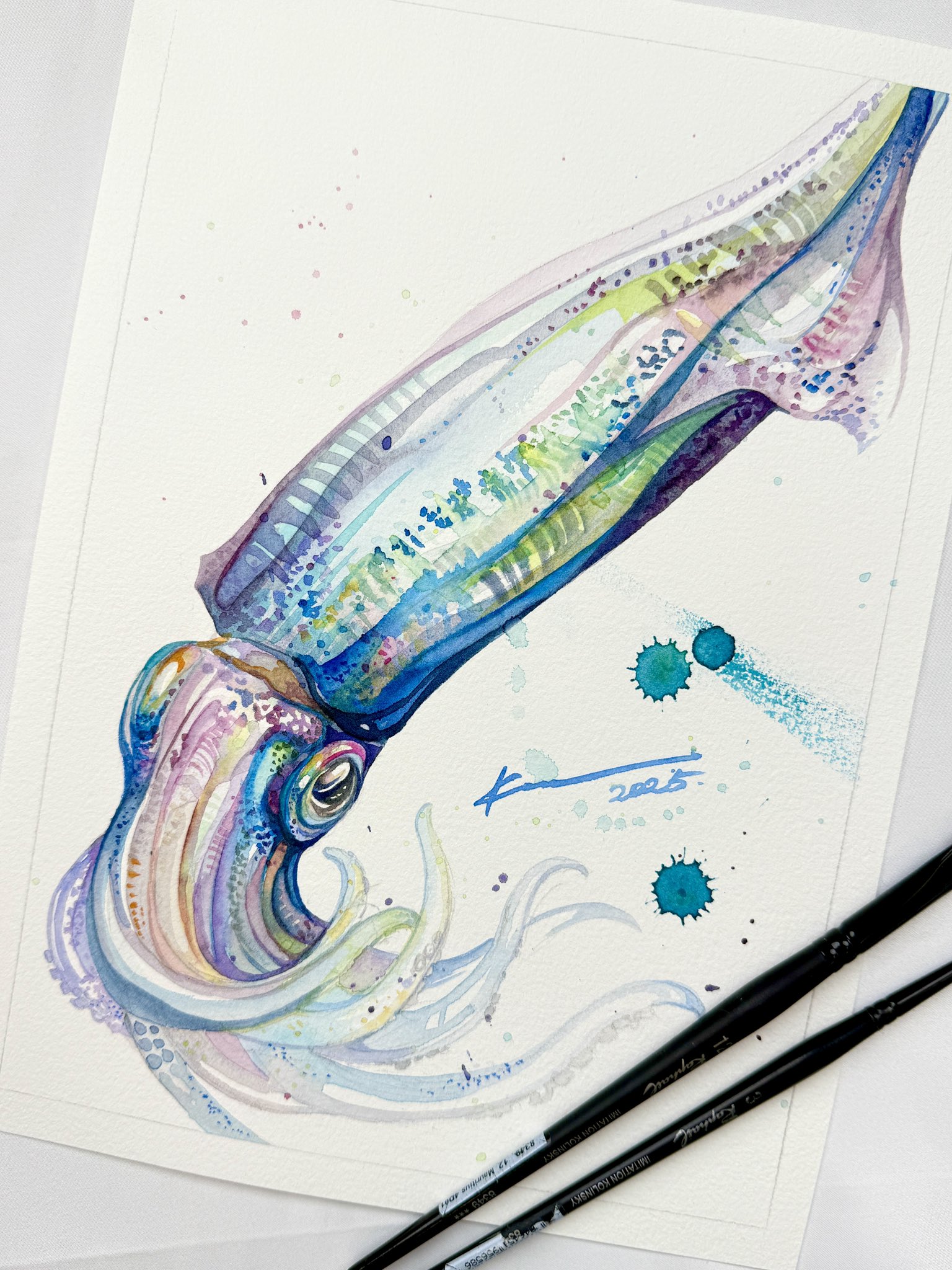 買い保障できる マツダケン 超お買い得！】 原画(タコ) 絵画 - 絵画 やって来る 絵画