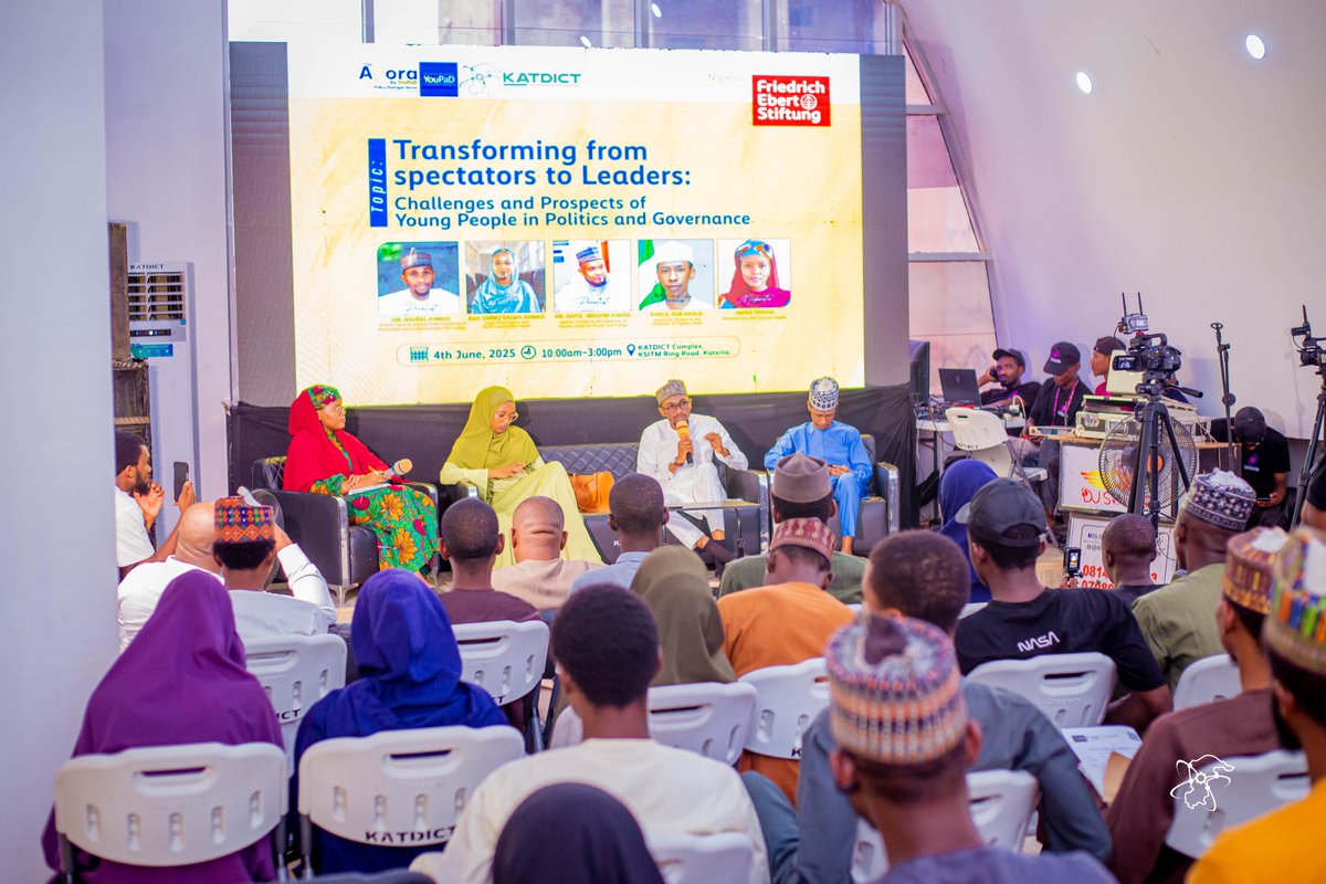 Young Professionals in Policy and Development (@youpadofficial) on Twitter photo We just wrapped an inspiring Youth Agora in Katsina!
With @FES_Nigeria & <a href="/katdict/">Katsina Directorate of ICT</a>, we explored how young people can move from spectators to leaders in politics & governance.
The future is now and it's YOUTH-led.
#YouthAgora #YouPaD #YouthInPolitics #BeTheChange #SDG16 We just wrapped an inspiring Youth Agora in Katsina!
With @FES_Nigeria & <a href="/katdict/">Katsina Directorate of ICT</a>, we explored how young people can move from spectators to leaders in politics & governance.
The future is now and it's YOUTH-led.
#YouthAgora #YouPaD #YouthInPolitics #BeTheChange #SDG16