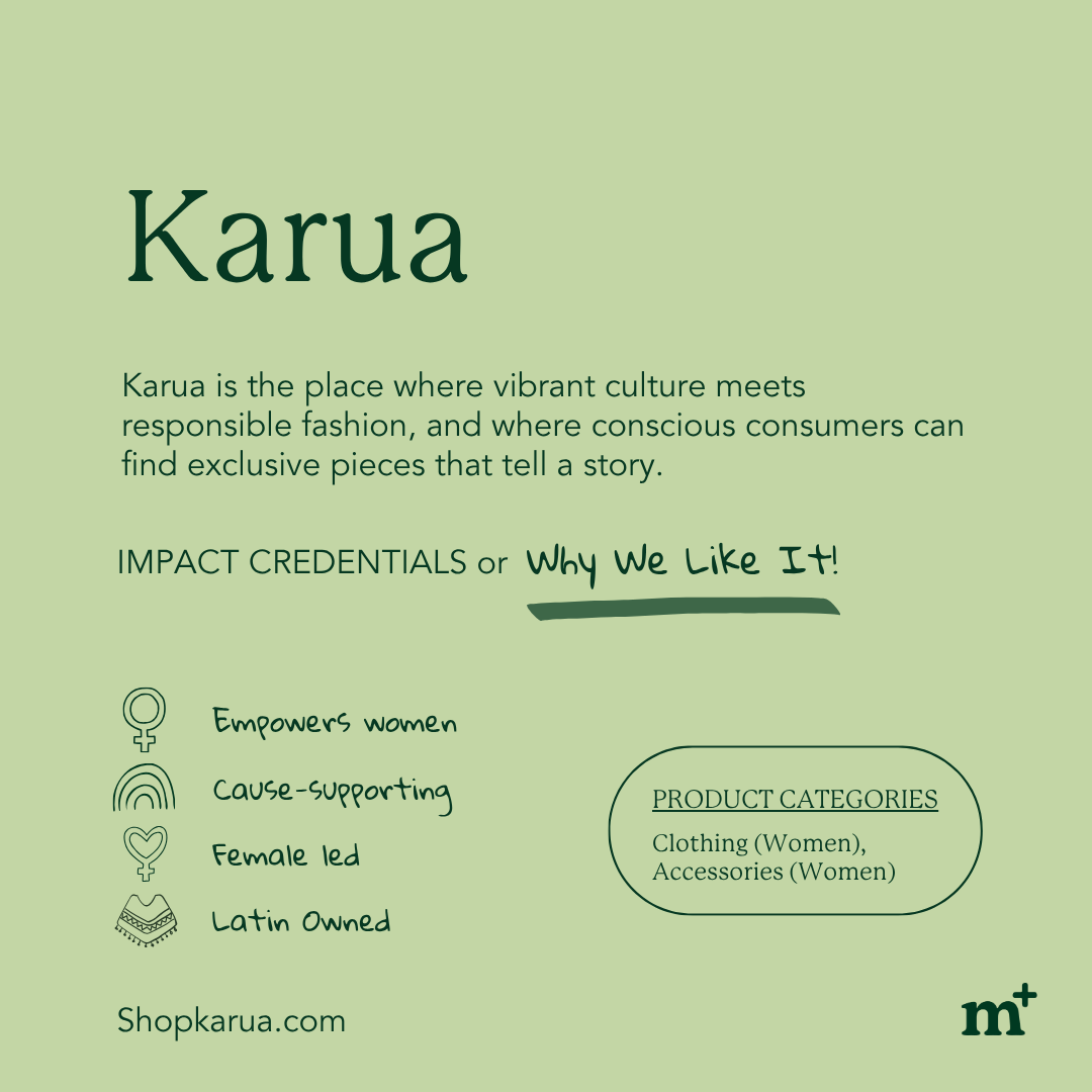 NEW BRAND: Excited to welcome <a href="/shop/">Shop</a>.karua to the M+ platform and community! 🇺🇸 

Check them out! ❤️ 

#Karua #FemaleLed #SustainableBrand #LatinOwnedBusiness #CauseSupporting #EmpowerWomen #EthicallyMade 

📸 : Karua