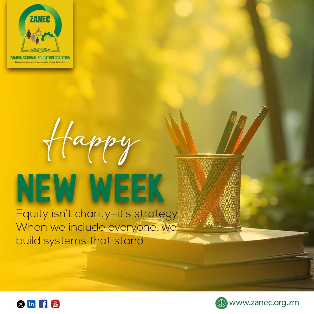 Happy New Week from <a href="/ZANEC_Official/">ZANEC</a>! 🌍📚

“Equity isn’t charity — it’s strategy. When we include everyone, we build systems that stand.”

At ZANEC, we believe that inclusive education is not just a moral imperative, but a strategic foundation for sustainable development. True
