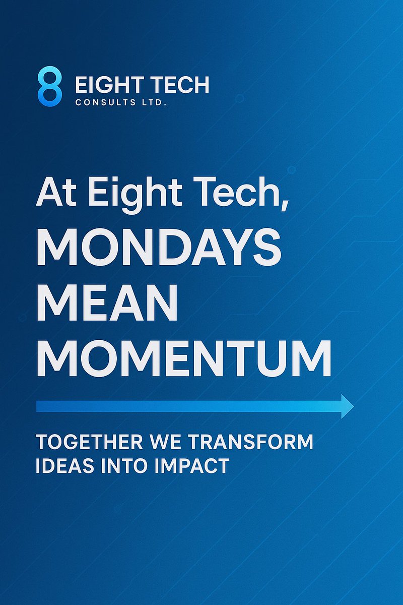 8TechConsults's tweet photo. Fueling the week with purpose and passion. At Eight Tech Consults Mondays set the pace. 
#MomentumMonday #8TechConsults #InnovateTogether https://t.co/pCzvhZU3Q2