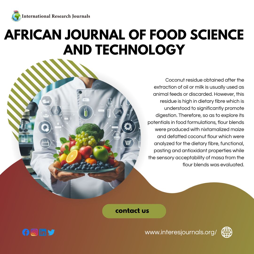 Dear Authors,  We cordially invite you to publish your groundbreaking research in the African Journal of Food Science and Technology 🍲 Let's share knowledge and increase the citation impact together! #foodscience #researchpublication #academicexchange #restaurent #callforpapers