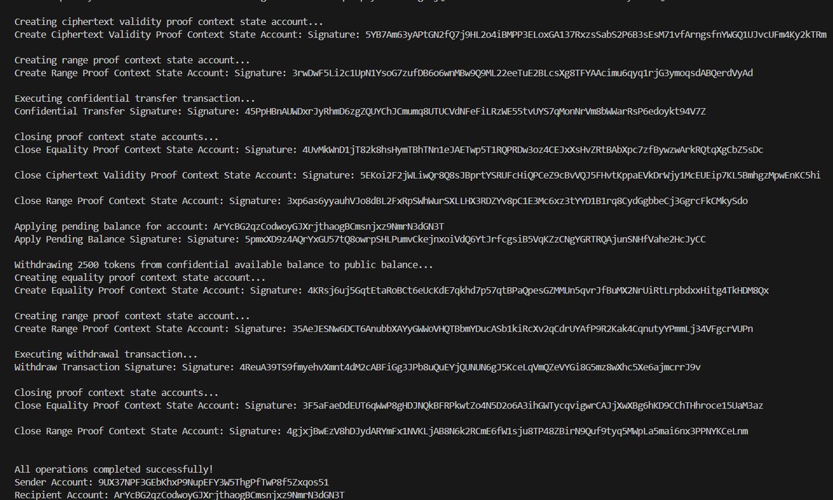 Day spent well, fcking around with 'Confidential Token Transfer' on <a href="/solana/">Solana</a> 😌

Privacy matters!!