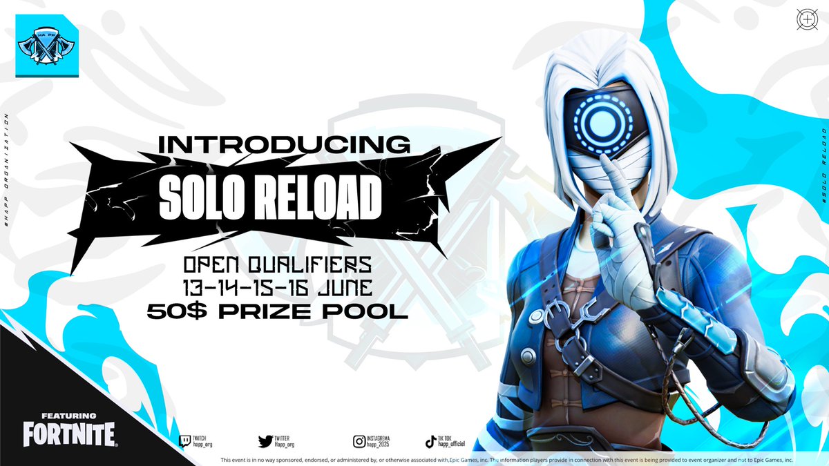 🎉 Exciting Announcement! 🎉

HA-PP SOLO RELOAD $50 Cup! 💰

📅 Date: 13-14-15-16 June
⏰ Time: 19:00 CEST - opens 4 games

Requirements to play: 
- Follow @happ_org
- Like and Retweet 
- @ your duo

Once you complete the steps above, send proof to play ! discord.gg/QWXVxQ8bT6