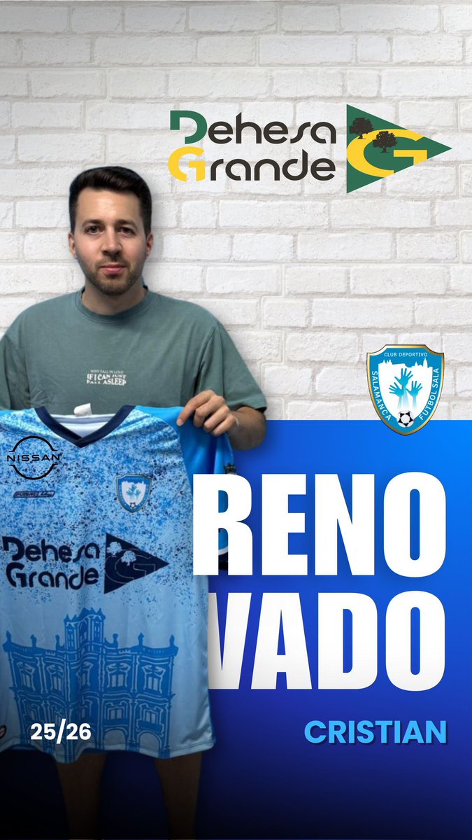 ✍️RENOVACIÓN |

Cristian volverá a defender los intereses de <a href="/DehesaGrande/">Coop Dehesa Grande</a> F.S.SALAMANCA la próxima temporada. 

El pistolero 🔫, natural de Vitigudino, afronta su quinta temporada con mucha ilusión y ganas de seguir perforando las porterías adversarias  ⚽️🥅

Gracias Cristian