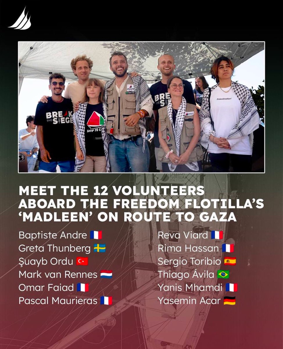6 français sont à bord de la #FreedomFlotilla ✌️
