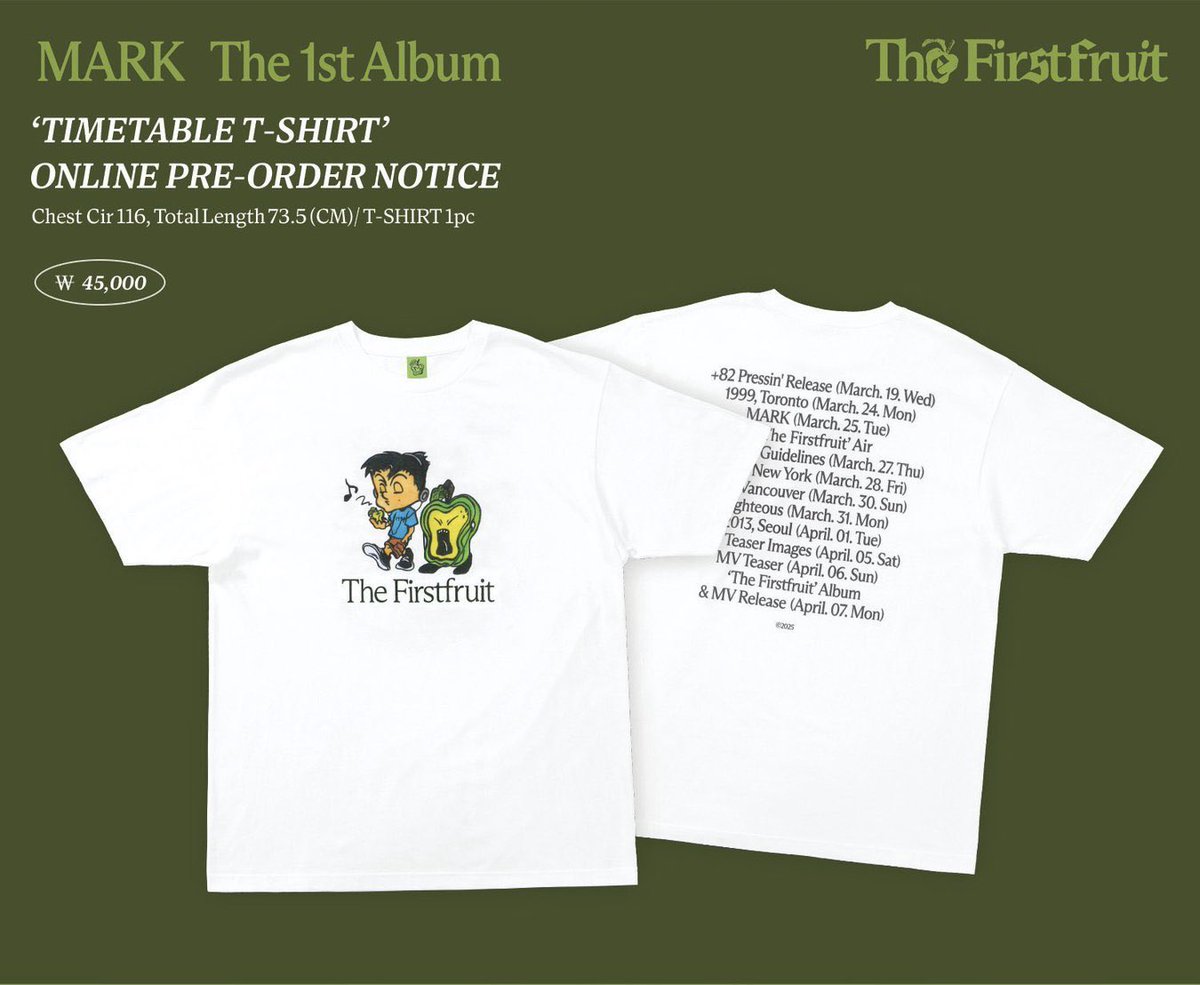 🇦🇺AUS GO] Mark 'The Firstfruit'🫑🍏🎵🧃 Timetable T-shirt