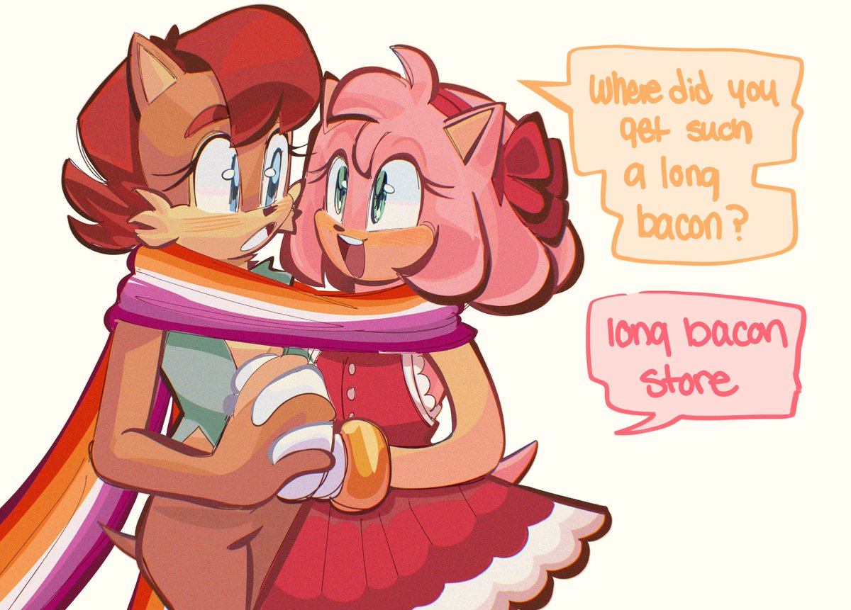 When I was five I remember thinking it would be better if Sally dated Amy- or Bunnie Rabbot and it hasn't left me since so uhhh HAPPY PRIDE! ﾍ(｀･ω･)ﾉ #amyrose #sallyacorn #salamy