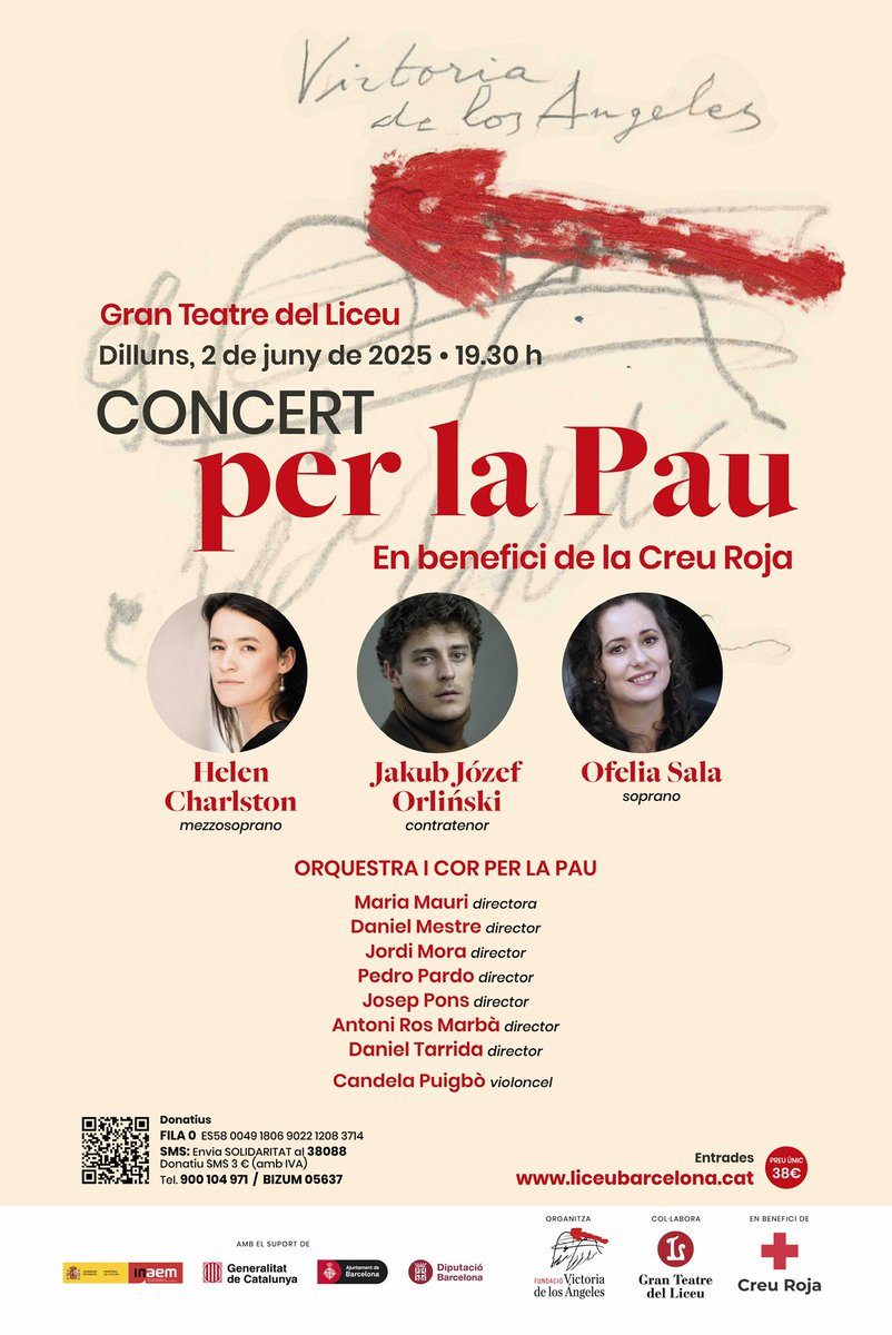 VictoriadelosÁngeles (@fundvda) on Twitter photo Avui ens veiem al Liceu!
🕊️ CONCERT PER LA PAU
En benefici de la <a href="/CreuRojaCAT/">Creu Roja Catalunya</a>
Entrades a liceubarcelona.cat Avui ens veiem al Liceu!
🕊️ CONCERT PER LA PAU
En benefici de la <a href="/CreuRojaCAT/">Creu Roja Catalunya</a>
Entrades a liceubarcelona.cat