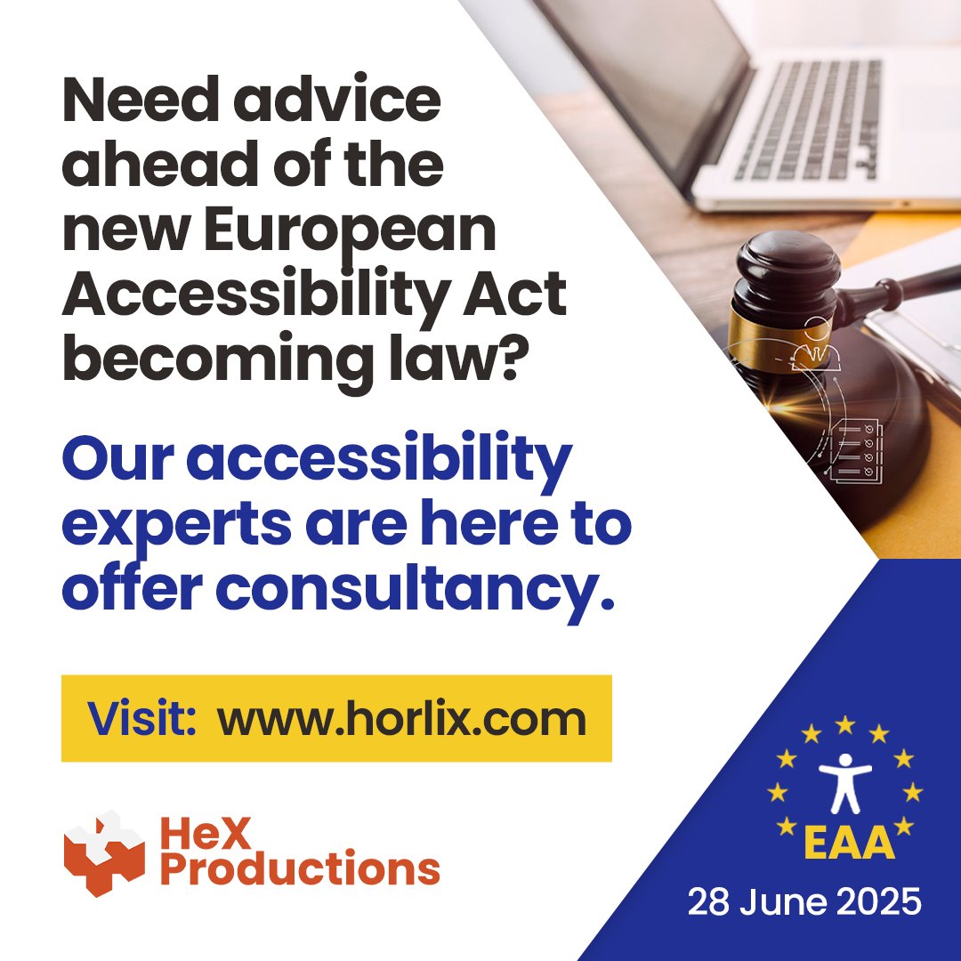 HeX are leaders in the industry with digital #accessibility and have vast experience in inclusive e-commerce, two areas that's needed to be in line with the #EAA.

Get in touch to see how we can help you to comply with the #EuropeanAccessibilityAct: zurl.co/LfF0O

#A11y