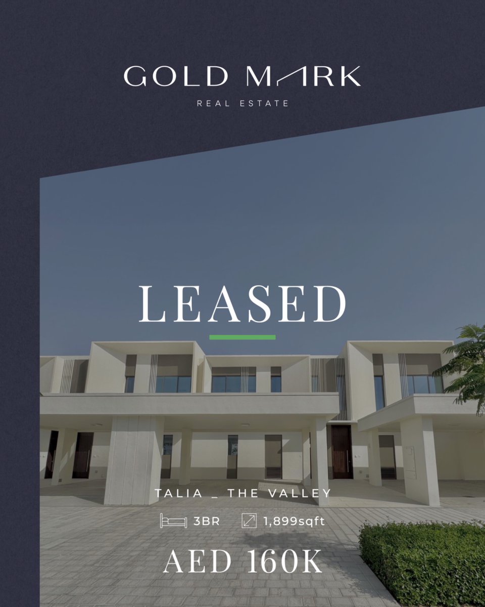 goldmark_RE's tweet photo. 🔑 LEASED!

This beautiful 3BR villa in TALIA – The Valley is now home to its new tenants!

3 Bedrooms

1,899 Sqft

📍 TALIA – The Valley

#GoldMarkRealEstate #LeasedByGoldMark #DubaiHomes #RealEstateDubai #DubaiRealEstateProfessionals https://t.co/bZaAvpsgoW