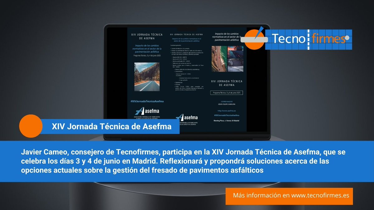 ¡Mañana se celebra la #XIVJornadaTecnicaAsefma! Como socios de <a href="/asefma_es/">asefma</a> asistimos, pero también participamos. Nuestro consejero, Javier Cameo, será uno de los ponentes de la sesión 2

Seguid la jornada con nosotros en streaming a través de @itafec ow.ly/8XLk50W0Ebk