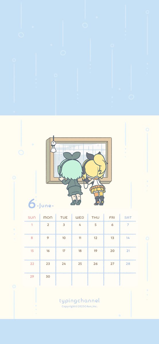 なんともう6月！じめじめしてくる季節…寒暖差もはげしいので体調に気をつけて過ごしましょう☔

6月のタイピングちゃんねるオリジナルカレンダーを、スマホ・PCの壁紙や印刷してぜひお使いください✨

#タイピングch