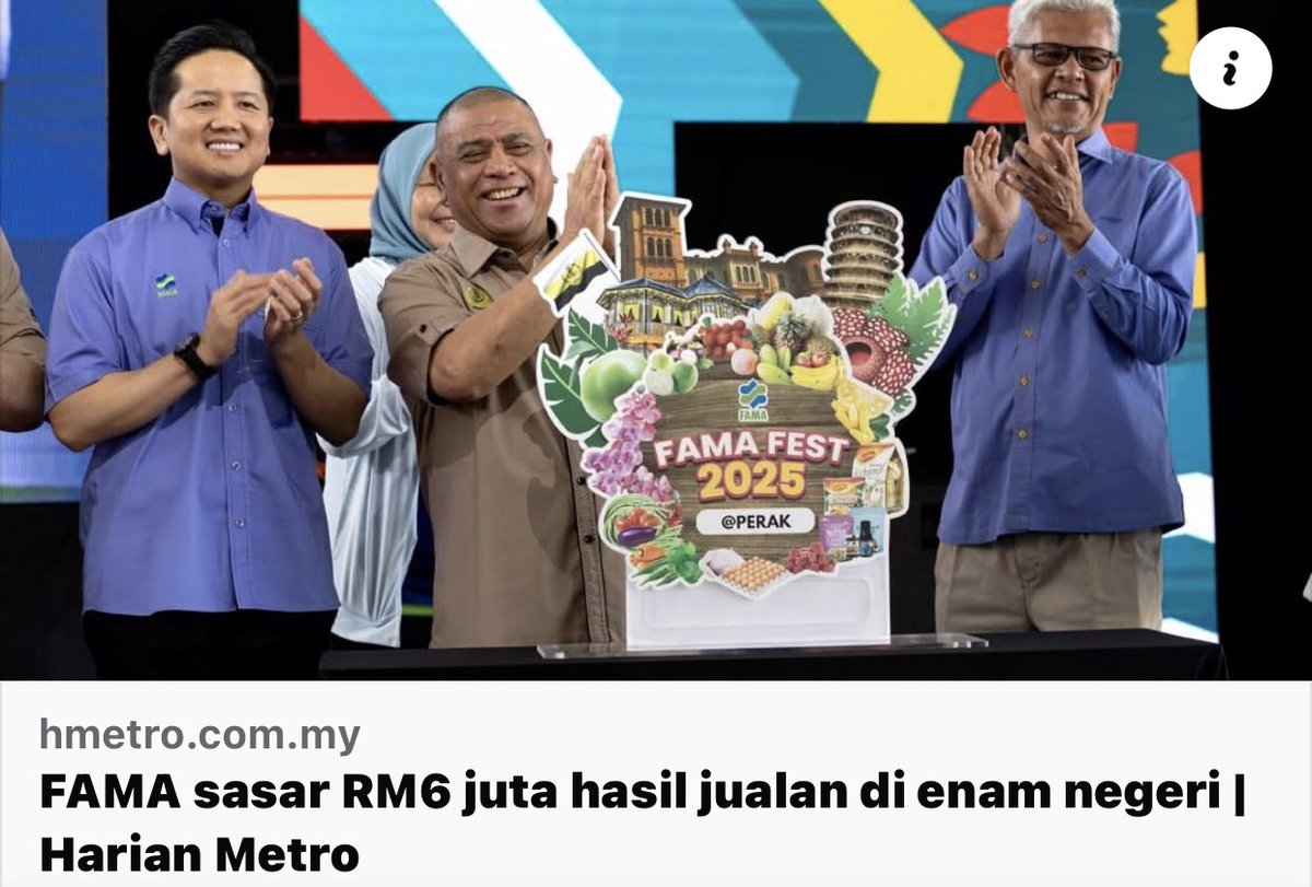 FAMA sasar RM6 juta hasil jualan di enam negeri

Gopeng: Kementerian Pertanian dan Keterjaminan Makanan (KPKM) menyasarkan sebanyak RM6 juta hasil jualan menerusi program FAMA Fest anjuran Lembaga Pemasaran Pertanian Persekutuan (FAMA) di enam negeri.

Timbalan Menteri berkenaan