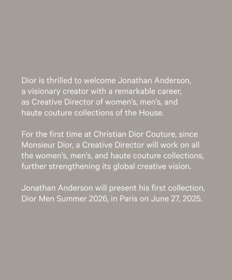 IT’S OFFICIAL!!!! jonathan anderson is the creative director of dior for women’s, men’s and haute couture collections!! 🤍