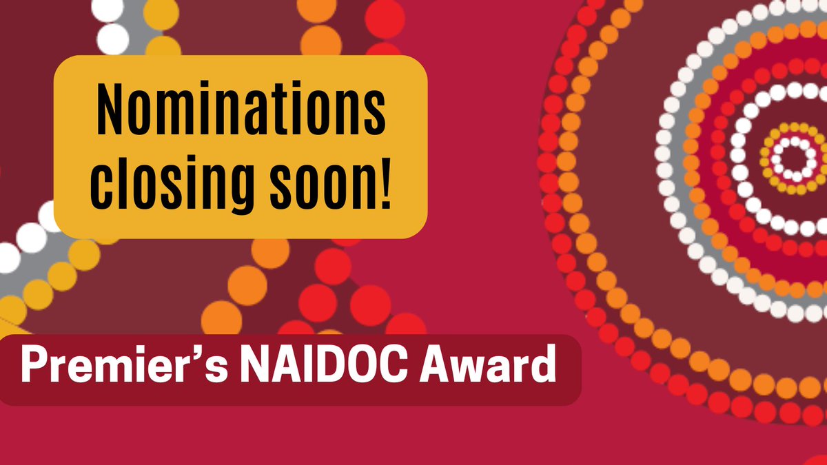 Nominations for the Premier’s NAIDOC Award 2025 close this Friday 6 June at 5pm. 
If you know an extraordinary Aboriginal South Australian who’s contributed to the lives of Aboriginal people in SA, nominate them today! 
For more info: 🔗agd.sa.gov.au/premiers-naido…