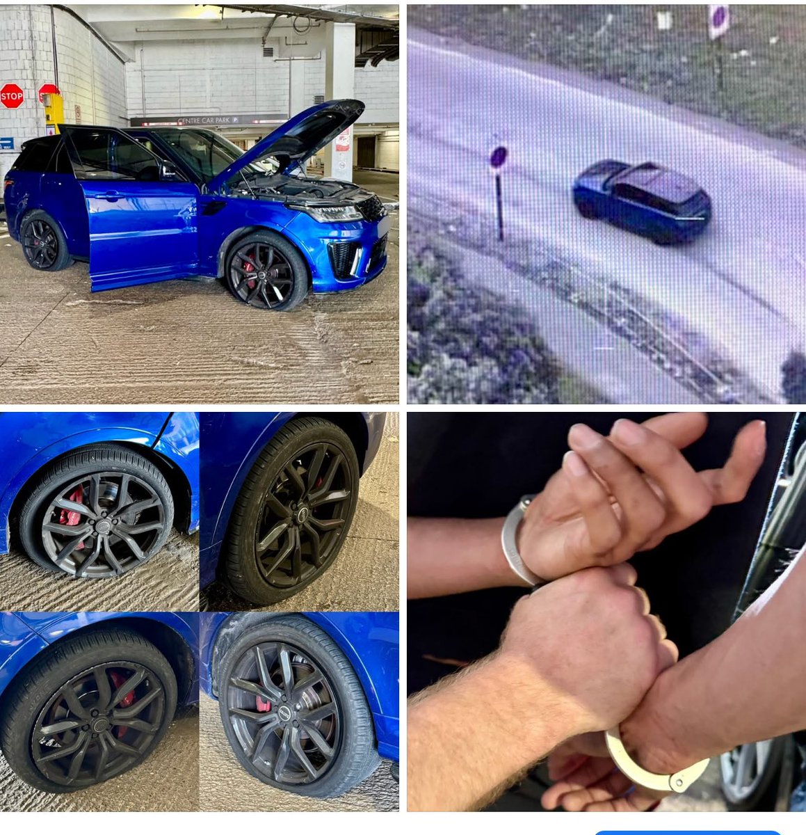 This RR SVR made off from the #RoadCrimeTeam in Acocks Green before being pursued as it was suspected stolen. @npasmidlands 🚁 then tracked it into B’ham where it was stung by the #ANPRInterceptors. The driver then decamped in the Bull Ring car park but was quickly arrested.