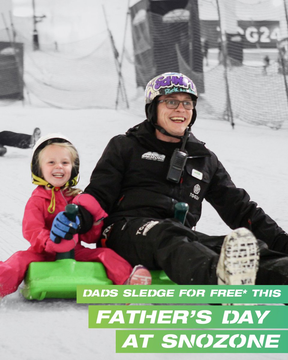 Father’s Day is coming up, and we’ve got something special planned for all the dads out there. On Sunday 15th June, dads can enjoy a free sledging session at Snozone when accompanied by a full paying child.

Treat dad to a day out he won’t forget,  Use code DADS25 when booking.