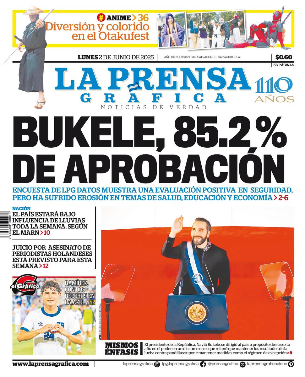 prensagrafica's tweet photo. #PortadaLPG | Bukele, 85.2 % de aprobación

Más detalles en https://t.co/AX2oimaFcZ https://t.co/VVnAU6kyiC