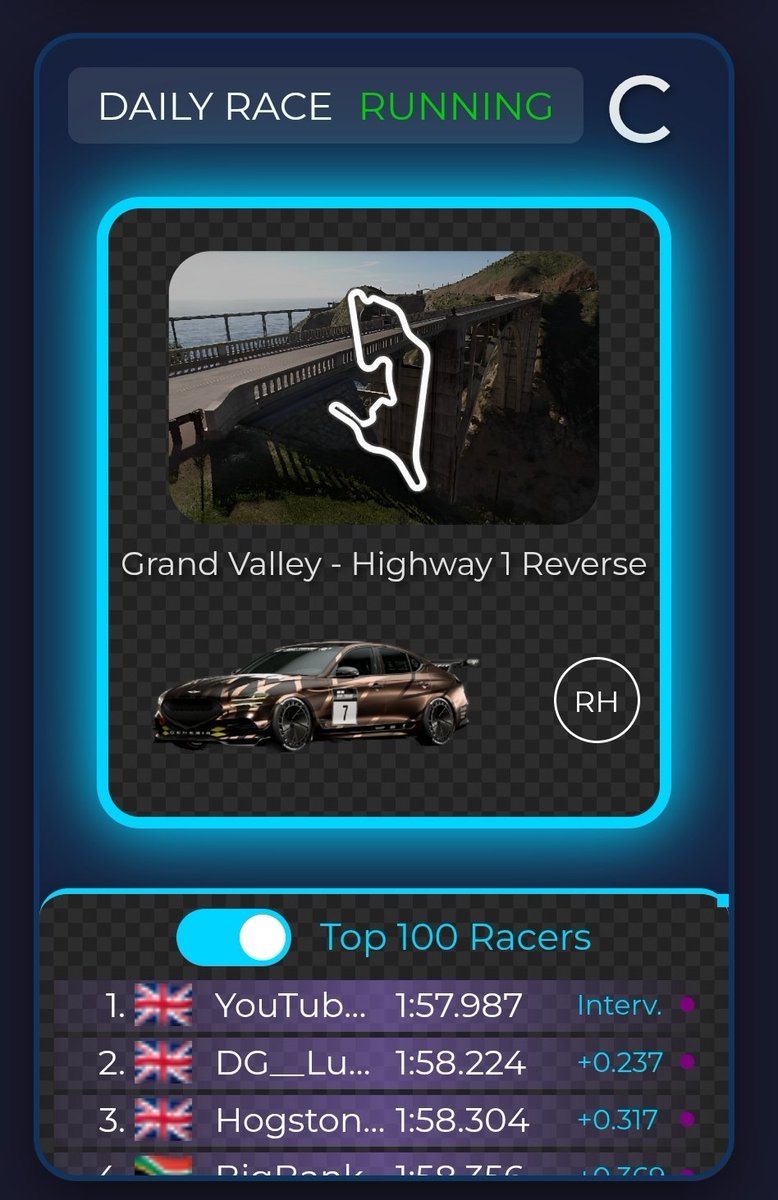 The weekly 'Daily Race' has started.

#GT7 #DailyRace #ROH