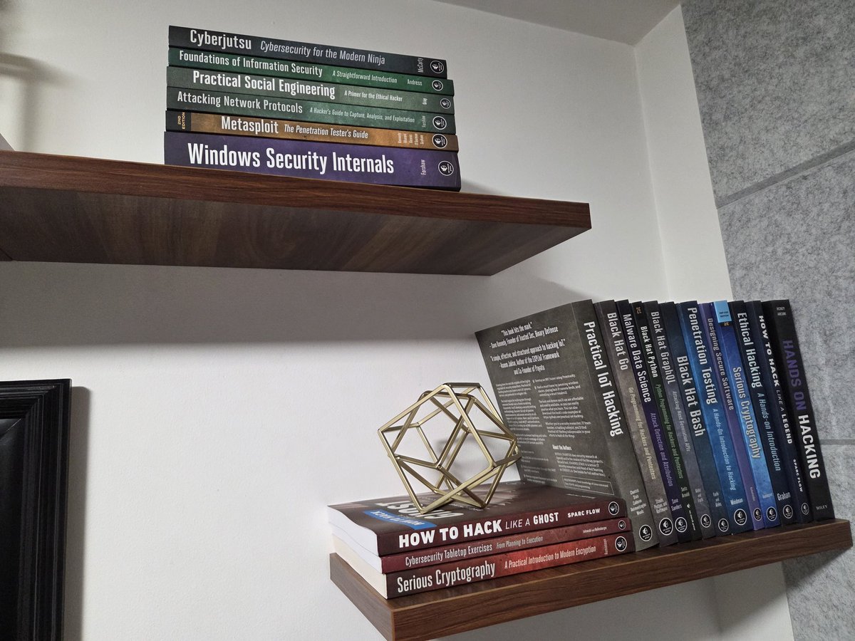 axelpardemann's tweet image. Here&apos;s my No Starch Press &quot;artsy&quot; cover book collection. I hope to increase it this year at DEFCON33. Hopefully, the upcoming books will release before August! @nostarch @billpollock