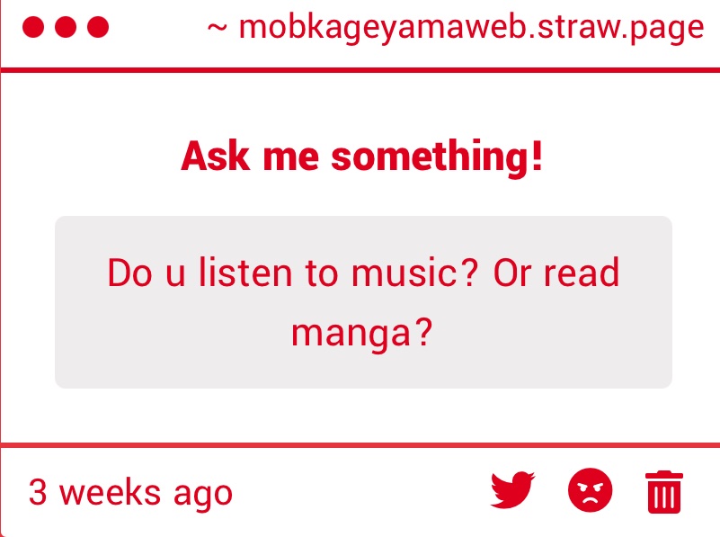 Mobyama2004's tweet photo. I don’t listen to music very often, when I do I usually listen to it for background music. I tend to read manga from shonen jump. https://t.co/Q6q53pQvK4