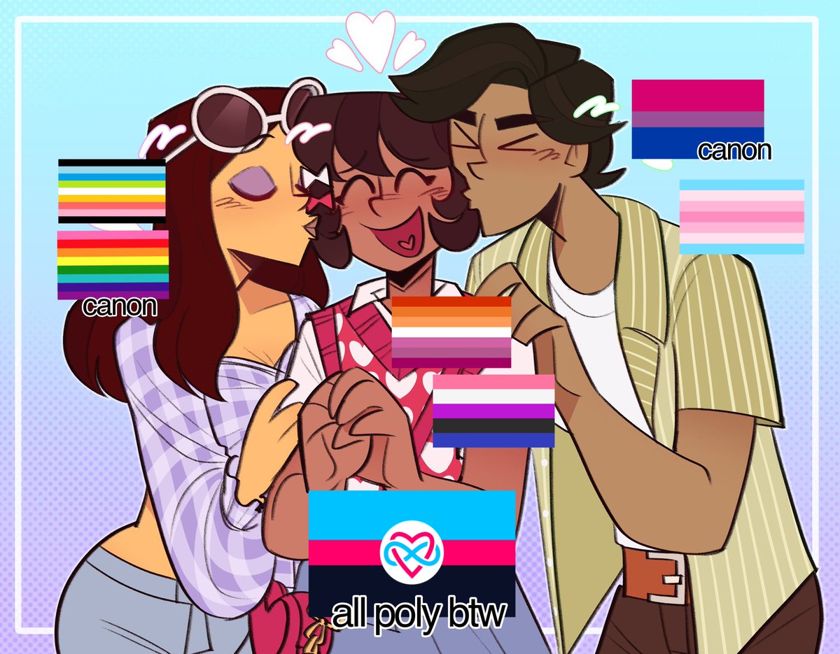 not sure which flag is appropriate for Emily but applied both just in case ! 
I also hc Em to be trans and Trev under the enby spectrum sometimes :) 

© raelabyss