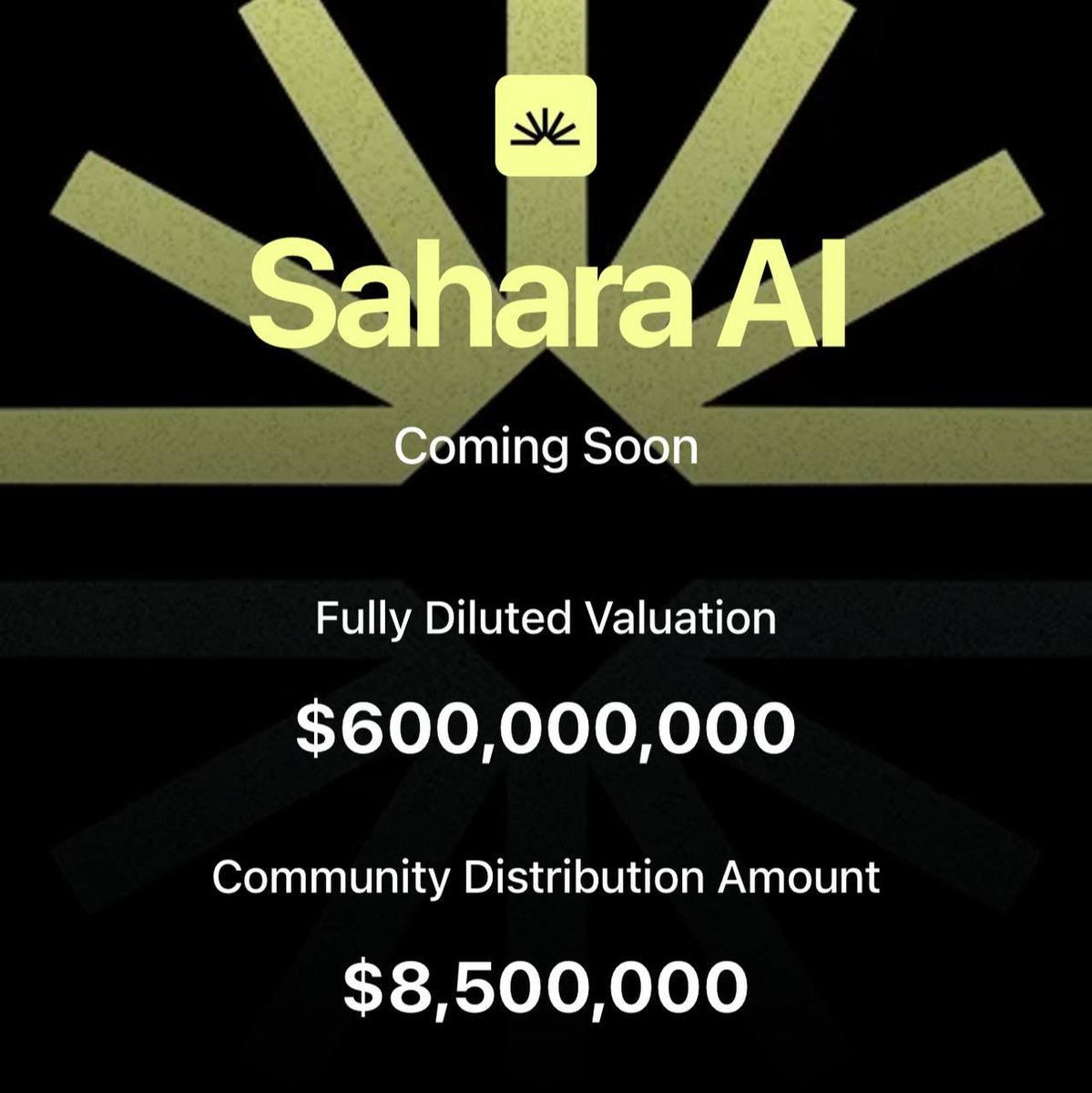 BearFi (@bearfinetwork) on Twitter photo 🚀 <a href="/SaharaLabsAI/">Sahara AI 🔆</a>, the first AI-native blockchain, is launching its $SAHARA token sale on <a href="/buidlpad/">Buidlpad 🔆</a>!
Empowering AI asset creation & monetization, it’s backed by $43M from Binance Labs, Pantera Capital & partners like Microsoft, Amazon, MIT.
Sale details: $8.5M hardcap, $600M 🚀 <a href="/SaharaLabsAI/">Sahara AI 🔆</a>, the first AI-native blockchain, is launching its $SAHARA token sale on <a href="/buidlpad/">Buidlpad 🔆</a>!
Empowering AI asset creation & monetization, it’s backed by $43M from Binance Labs, Pantera Capital & partners like Microsoft, Amazon, MIT.
Sale details: $8.5M hardcap, $600M