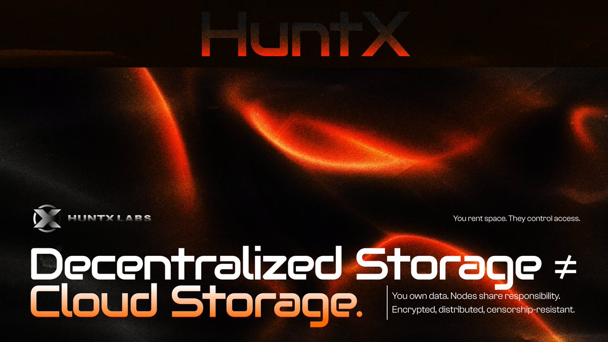 Decentralized Storage ≠ Cloud Storage.

Centralized cloud:
🔒 You rent space. They control access.

Decentralized storage:
🧬 You own data. Nodes share responsibility.
🛡️ Encrypted, distributed, censorship-resistant.

Perfect fit for DeFi, DID, &amp; Web3 apps.
HuntX backs startups