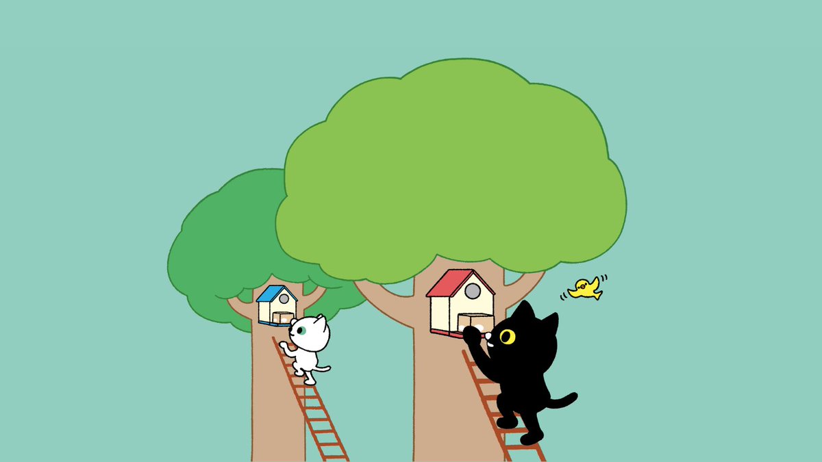 こんにちは、6月もよろしくお願いします☂️🌈 クロネコとシロネコは