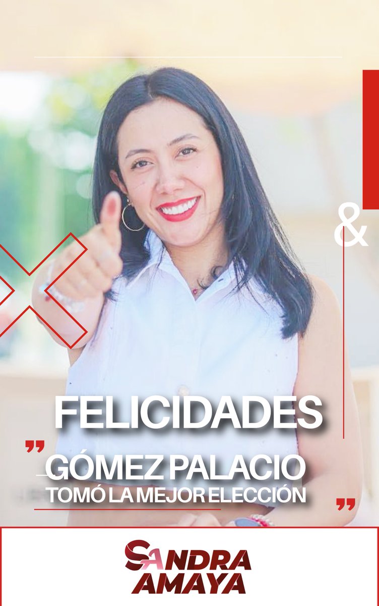 Sandra Amaya (@sandra12amaya) on Twitter photo 👏🏻♥️¡Felicidades, hermosa Betzabé Martínez (<a href="/BetzabeMtzA/">Betzabé Martínez Arango</a>)!
Desde el corazón, reconozco y celebro tu triunfo como presidenta municipal de Gómez Palacio, bajo la bandera de la alianza "Sigamos Haciendo Historia".
El pueblo confía en tu liderazgo y en el compromiso que 👏🏻♥️¡Felicidades, hermosa Betzabé Martínez (<a href="/BetzabeMtzA/">Betzabé Martínez Arango</a>)!
Desde el corazón, reconozco y celebro tu triunfo como presidenta municipal de Gómez Palacio, bajo la bandera de la alianza "Sigamos Haciendo Historia".
El pueblo confía en tu liderazgo y en el compromiso que