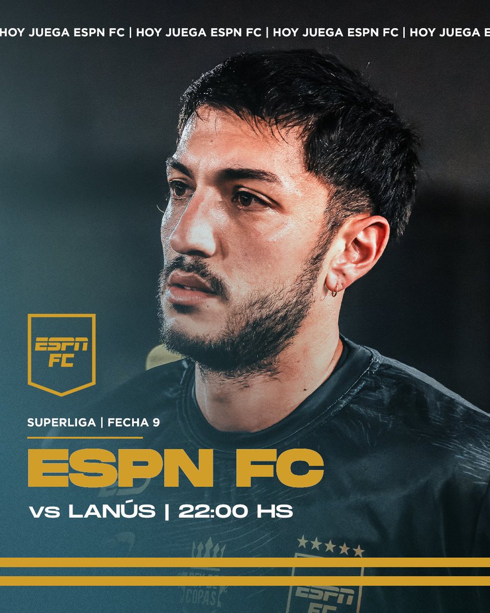 ¡HOY JUEGA ESPN FC! ⚽️

🏆 Superliga - Fecha 9
🆚 Lanús
⏰ 22:00
📍GEBA

¡Vamos todos juntos! 💪🏼💚