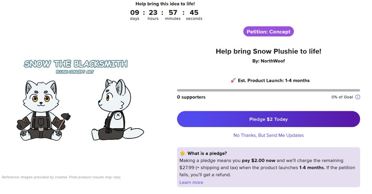 The Snow plushie petition has started!! Now is your chance to make him real!. Link in reply!!