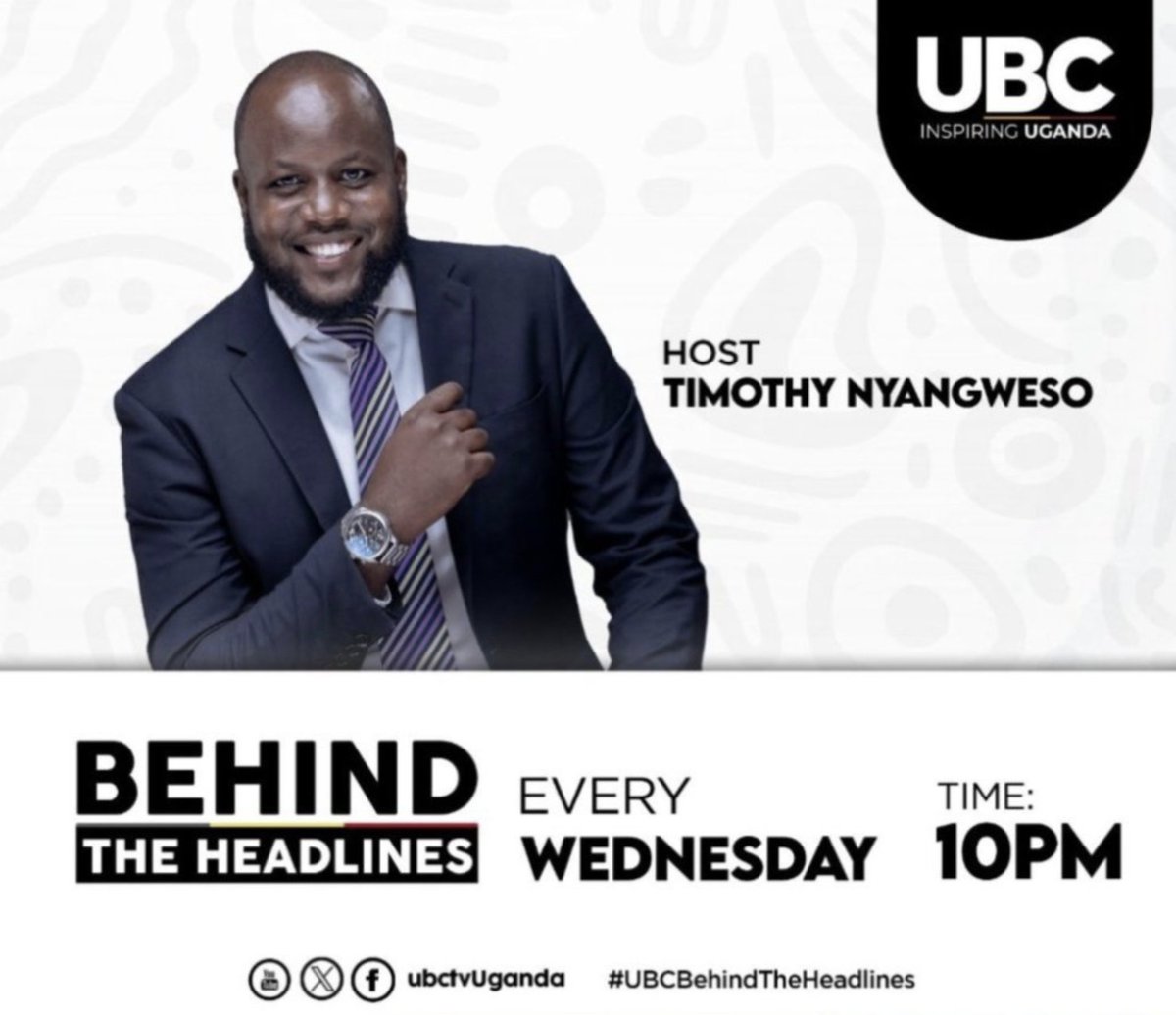 UBC UGANDA (@ubctvuganda) on Twitter photo 📢 UBC Behind the Headlines
Catch the weekly insightful discussion every Wednesday at 10 PM with <a href="/TimNyangweso/">Timothy Nyangweso</a>.
"Not every truth is fact, and not every fact is truth."
#UBCBehindtheHeadlines 📢 UBC Behind the Headlines
Catch the weekly insightful discussion every Wednesday at 10 PM with <a href="/TimNyangweso/">Timothy Nyangweso</a>.
"Not every truth is fact, and not every fact is truth."
#UBCBehindtheHeadlines