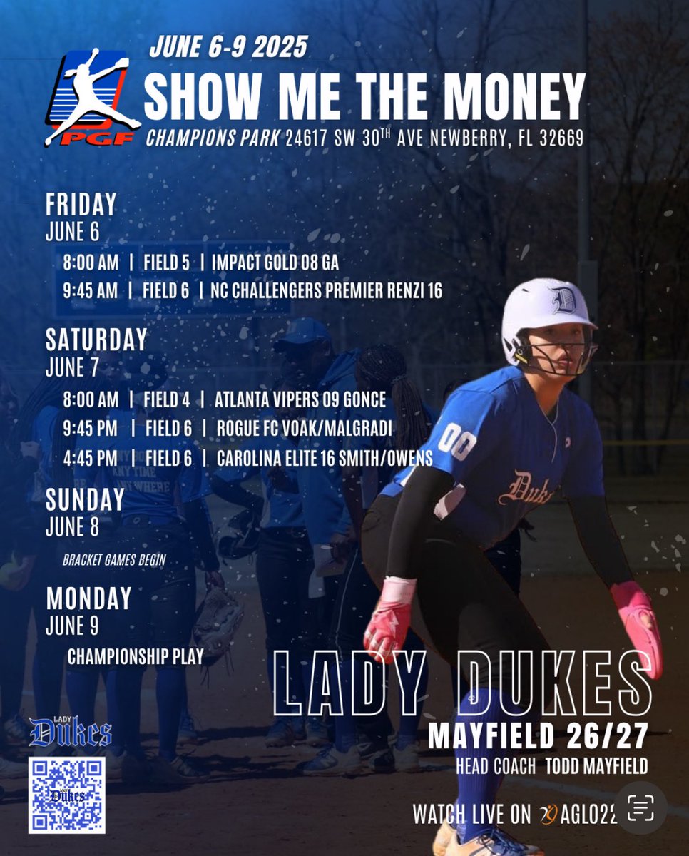 Addison Tsang (@addietsang2027) on Twitter photo Show Me The Money schedule!! Excited to kick off a great summer season in Newberry Florida this weekend. Come by and watch us play. <a href="/Dukes16uNat/">Lady Dukes Mayfield</a> <a href="/ToddMayfield85/">Todd Mayfield</a> <a href="/FCdeese/">On2 Consulting & EAS Recruiting</a> <a href="/knross32/">Karla Ross</a> <a href="/coachmegsmith/">Megan Smith Lyon</a> <a href="/Coach_Jo4444/">Joanna Hardin</a> <a href="/Coach_AndreaB/">Andrea Bombace</a> <a href="/JenTeague24/">Coach Teague (she/her)</a> Show Me The Money schedule!! Excited to kick off a great summer season in Newberry Florida this weekend. Come by and watch us play. <a href="/Dukes16uNat/">Lady Dukes Mayfield</a> <a href="/ToddMayfield85/">Todd Mayfield</a> <a href="/FCdeese/">On2 Consulting & EAS Recruiting</a> <a href="/knross32/">Karla Ross</a> <a href="/coachmegsmith/">Megan Smith Lyon</a> <a href="/Coach_Jo4444/">Joanna Hardin</a> <a href="/Coach_AndreaB/">Andrea Bombace</a> <a href="/JenTeague24/">Coach Teague (she/her)</a>