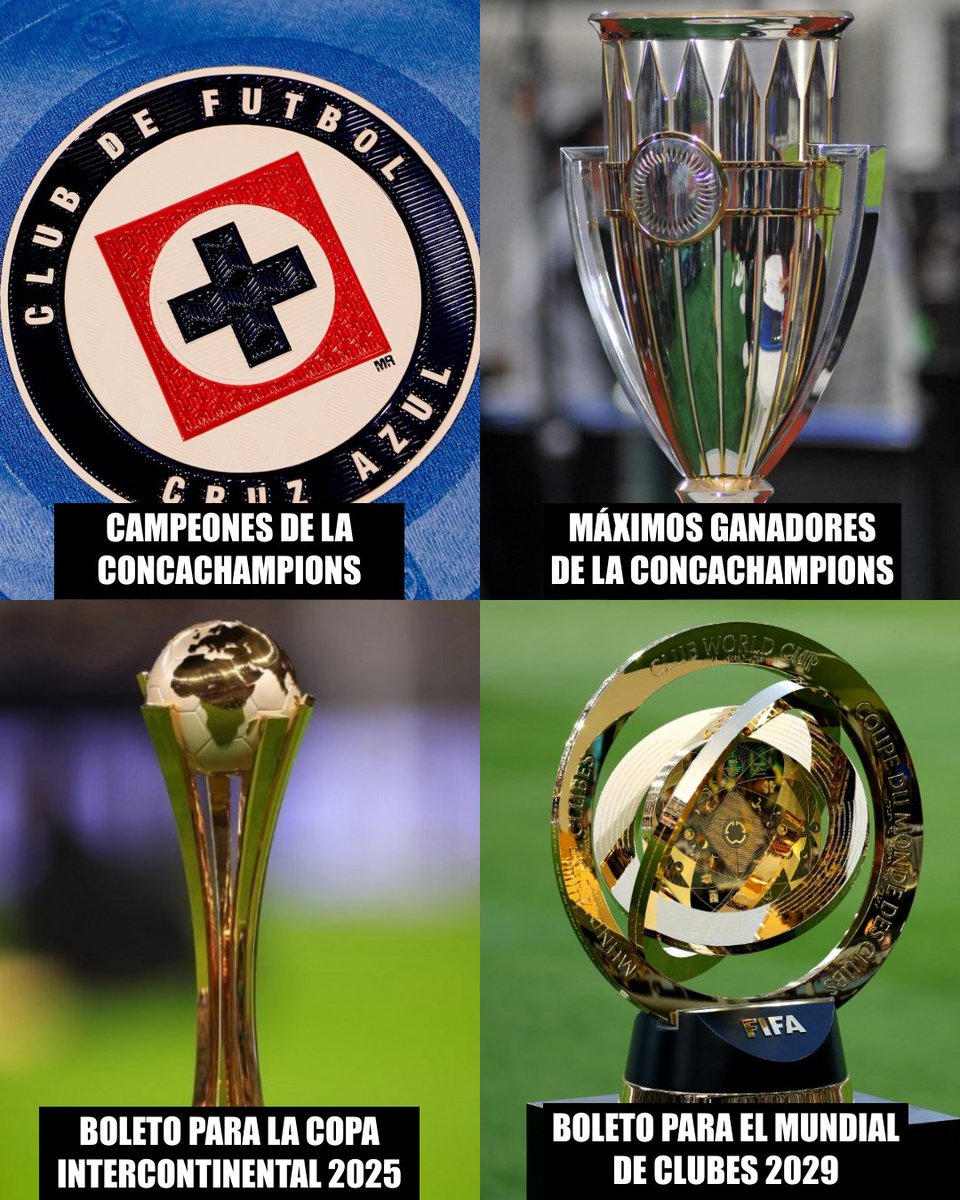 ¡¡EL LEGENDARIO DOMINGO DEL CRUZ AZUL!!

➤ Campeones de la Concachampions 2025.
➤ Boleto para la Copa Intercontinental 2025.
➤ Clasificados para el Mundial de Clubes 2029.
➤ Rompieron una sequía internacional de 11 años.
➤ Igualaron al América como el máximo ganador (7) de