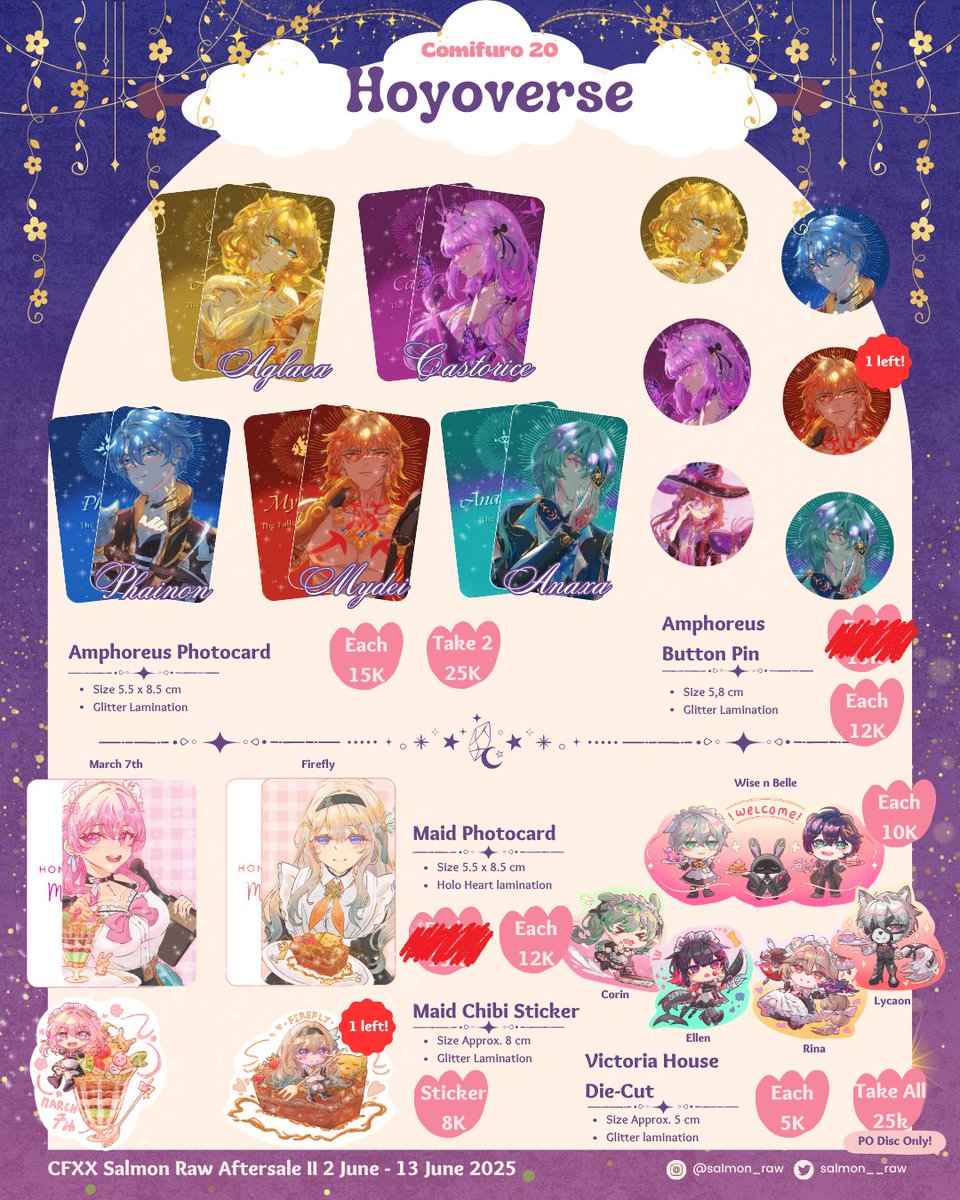 [❤️ &amp; 🔁 are highly appreciated ✨️]

Salmon Raw Post-CFXX Mail Order
#cfxxcatalogue #cf20catalogue #cfxx #cf20 #cfxxaftersale

Fandom: Hoyo, Wuwa, Shoujo couple anime, Madomagi, Frieren, Dunmesh

‼️ Very LIMITED stock
🗓 2 Juni - 13 Juni
🔗 forms.gle/2fjBRM8eiyptkr…