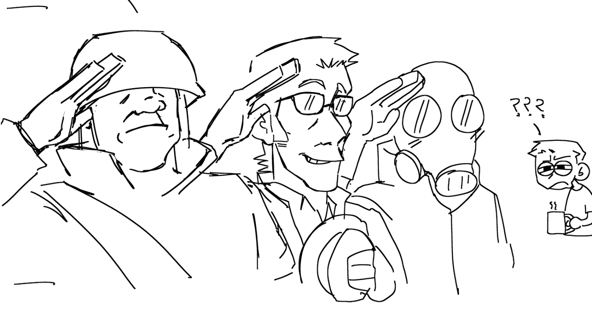 p4p_r_'s tweet image. they are really supportive of their teammate #TF2fanart #tf2scout #tf2soldier #tf2sniper #tf2pyro