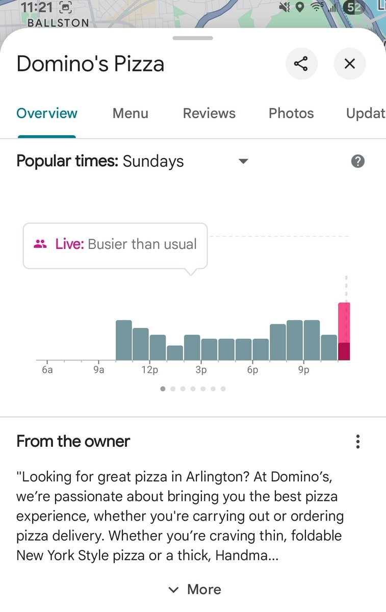With less than an hour to close, the Domino's nearest the Pentagon is experiencing abnormally high traffic.
