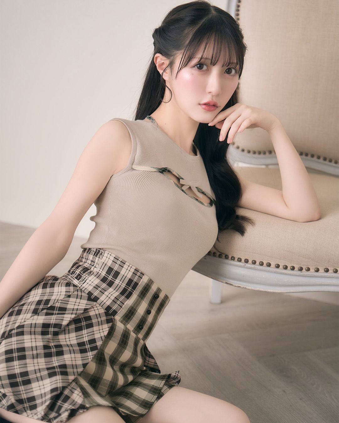 ミシェルマカロン ダブルフレアスリーブリボントップス ミシェル