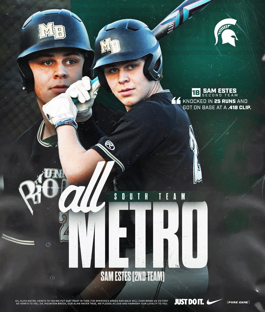 MB_Baseball's tweet photo. Congratulations Will, Jude, Sam and Paul 

The 2025 Under the Lights All-South Metro Baseball Second Team roster is out now, and several Spartans made the cut. ⚾️ 
 @mbs_athletics @SpartanAthFndn @mtnbrookhs https://t.co/yhSP6asMcy
