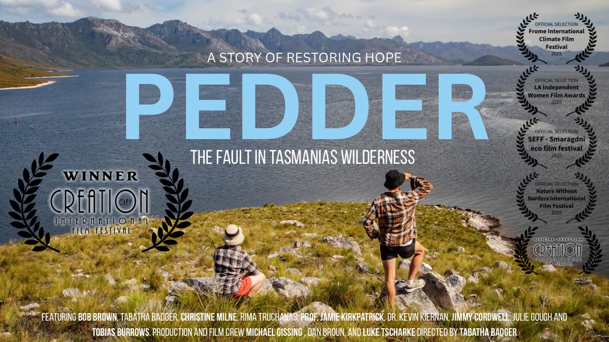 PEDDER has been accepted into 5 Int Film Festivals and taken out 2 awards, Best Short Docco &amp; Best Produced Narrative @ Creation Int Film Fest! 
Congrats and kudos to Tabatha Badger and the volunteer crew of celebrated Tassie photographer/videographers who put Pedder together!