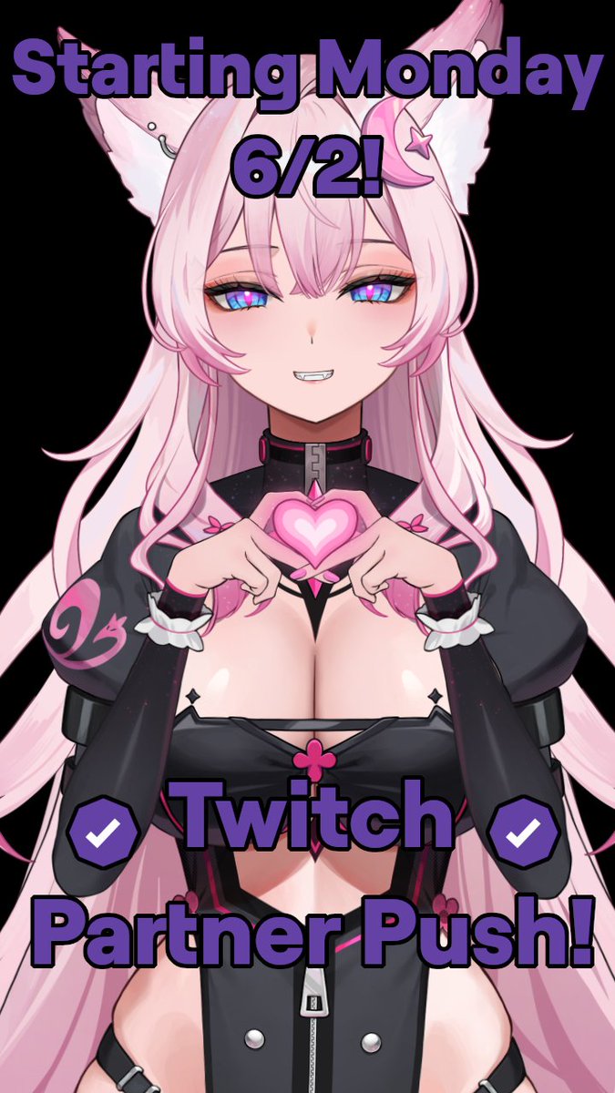 HUGE ANNOUNCEMENT!!! About a month ago, we applied for partner for the first time ever; unfortunately Twitch frequently denies applications the first time, and so we got denied, BUT next FRIDAY we can apply again! SO, starting this Monday (6/2) we're going to be partner pushing!