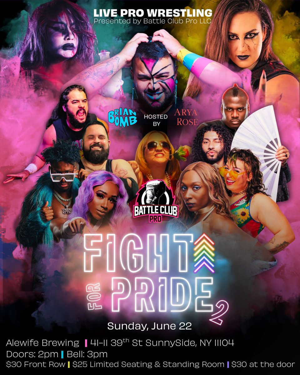 Jocay🇪🇨 (@jocay19) on Twitter photo If you thought yesterday was 🔥 for <a href="/Battleclubpro/">Battle Club Pro</a> in the BX return
Well there’s a whole lot more coming in June!
June 7th & 8th BCP @ <a href="/bkcomiccon/">Brooklyn Comic Con</a> in Brooklyn,
June 21st Jobberslam 5: A BCP & <a href="/JobberTears/">The Jobber Tear’s Show</a> joint in Brooklyn,
And June 22nd in LIC Queens, Fight for Pride 2 🏳️🌈. If you thought yesterday was 🔥 for <a href="/Battleclubpro/">Battle Club Pro</a> in the BX return
Well there’s a whole lot more coming in June!
June 7th & 8th BCP @ <a href="/bkcomiccon/">Brooklyn Comic Con</a> in Brooklyn,
June 21st Jobberslam 5: A BCP & <a href="/JobberTears/">The Jobber Tear’s Show</a> joint in Brooklyn,
And June 22nd in LIC Queens, Fight for Pride 2 🏳️🌈.
