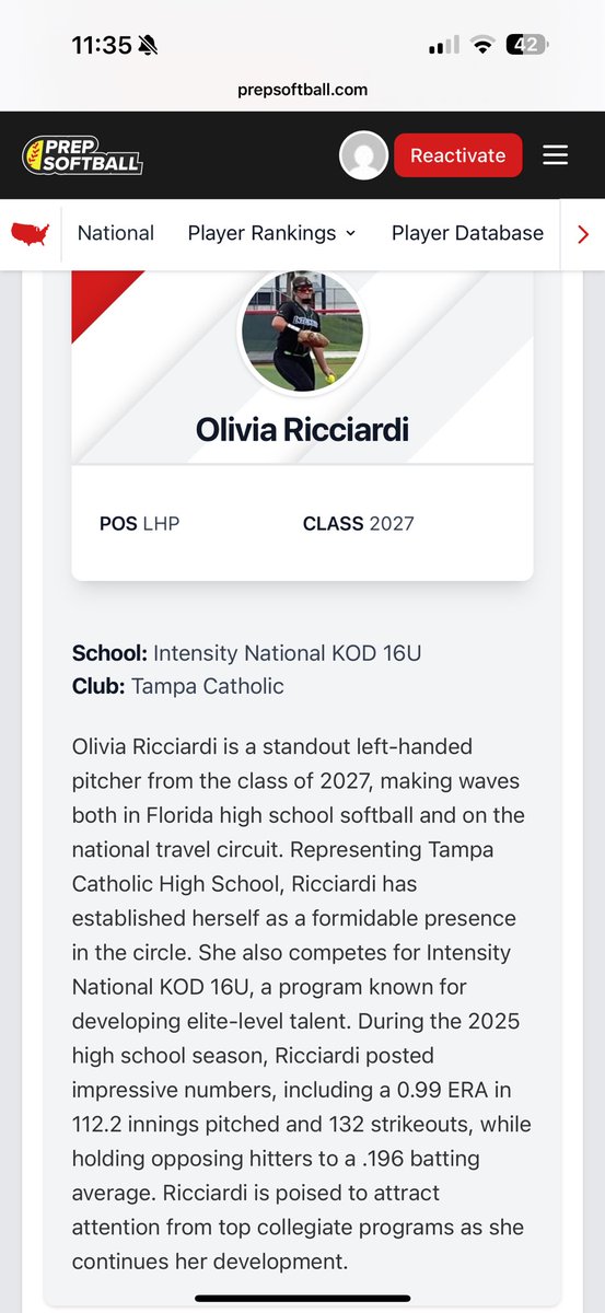 Olivia Ricciardi (@oliviar2027) on Twitter photo Thank you <a href="/PrepSoftball/">Prep Softball š„</a> for a great write up! Iām honored to be included with such great athletes!
<a href="/intensitykod/">Kevin ODonnell</a> Thank you <a href="/PrepSoftball/">Prep Softball š„</a> for a great write up! Iām honored to be included with such great athletes!
<a href="/intensitykod/">Kevin ODonnell</a>