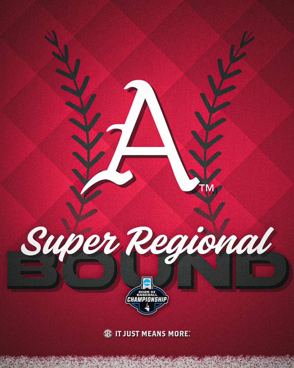 SEC's tweet photo. SUPERS BOUND ‼️

@RazorbackBSB x @NCAABaseball