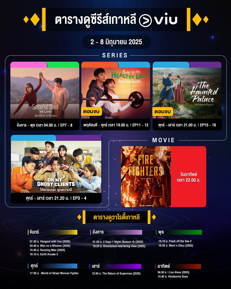 อัปเดต! ตารางดูซีรีส์-วาไรตี้-ภาพยนตร์เกาหลี ที่ออนแอร์ใน Viu ประจำสัปดาห์

▶️ ดูซับไทยถูกลิขสิทธิ์ที่ Viu bit.ly/4jsEuiZ

#Viuอ่านว่าวิว #ซีรีส์เกาหลีที่Viu #ใครๆก็Viuได้