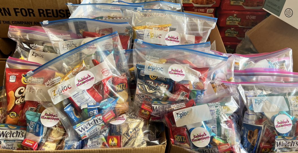 #LatePost Big shoutout to #KatinasKlassroom board #member, Dinah Wilson. She said, “Let’s distribute food to the babies so they won’t be hungry this summer.” She sprang into action Friday, Saturday, and Sunday, shopping, packing boxes, backpacks, and Ziploc bags of snacks.